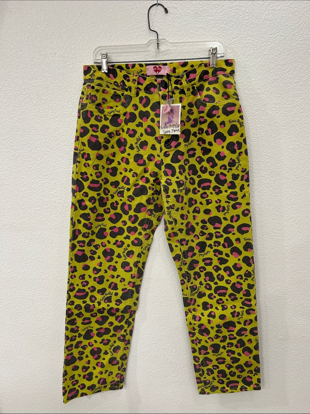 Teddy Fresh Trixie Mattel Neon Green Pink Leopard Print High-Rise Jeans
